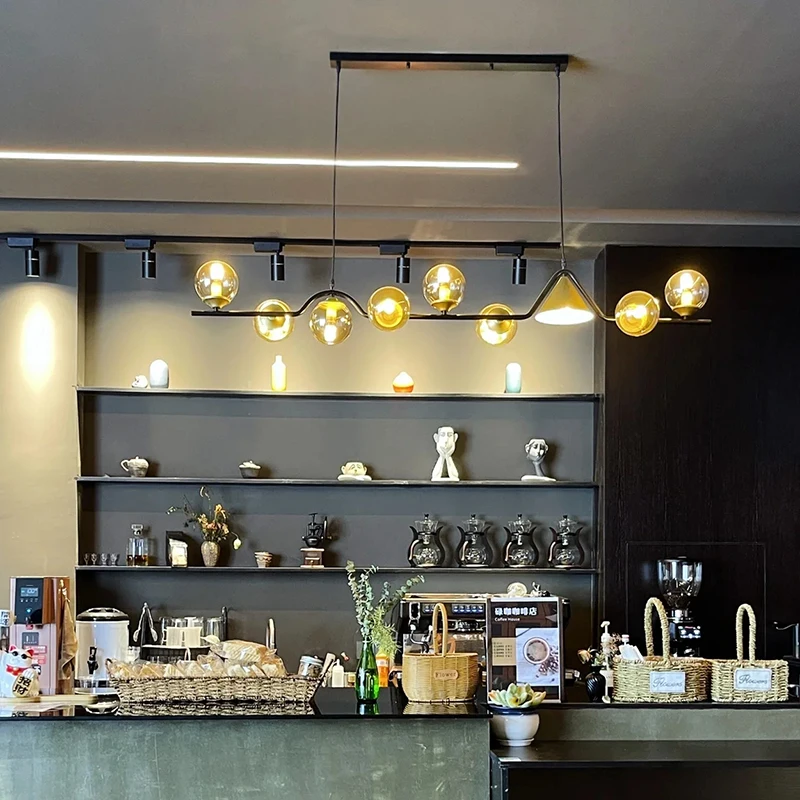 

Modern Glass Ball Long Led Pendant Lights Living Dining Room Chandeliers Lighting Home Decor Bar Kitchen Hanging Lamp Luminaire