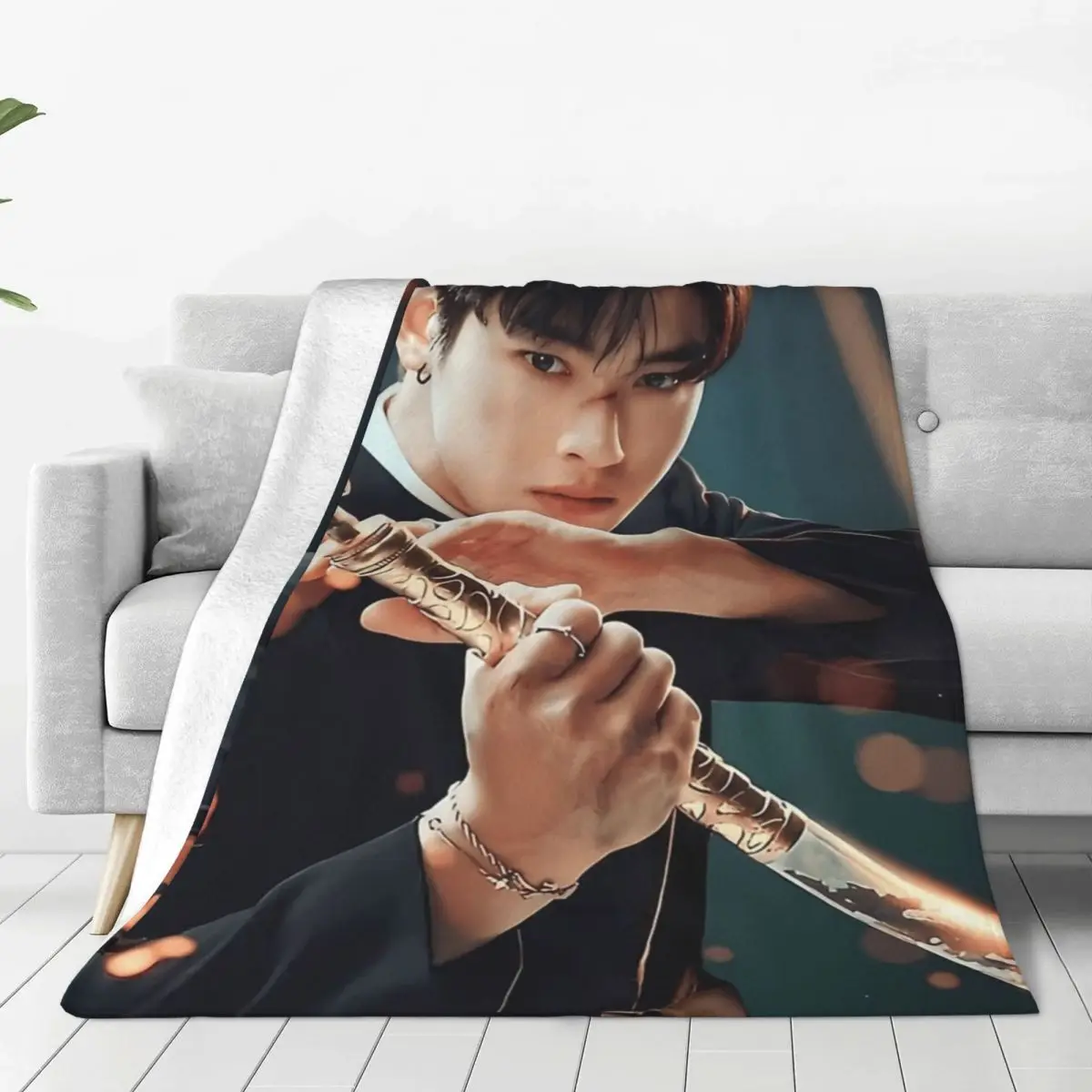 Divertenti coperte musicali Cha un Woo Kpop Singer coperte leggere e sottili in pile comode lavabili in lavatrice