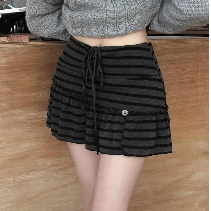 

Chic Early Spring Fashionable Anti-Light High Waist A-Line Skirt Women's Short Skirt with Lace Trim Casual Breathable Cotton ...