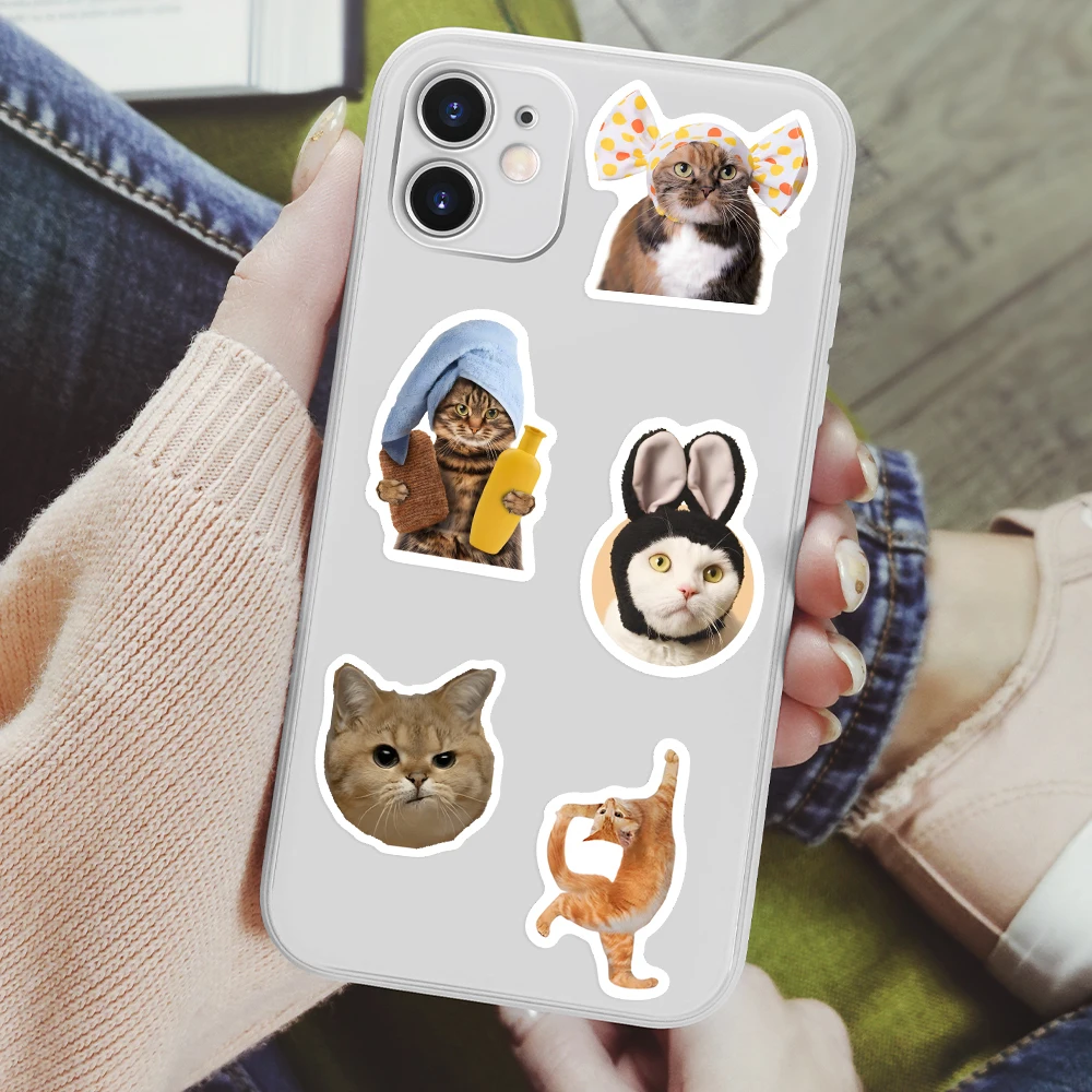 ملصقات مضحكة على شكل قطة للأطفال، لعبة هدية يمكنك صنعها بنفسك، ملصق تزيين لزجاجات أمتعة الكمبيوتر المحمول المقاومة للماء #4