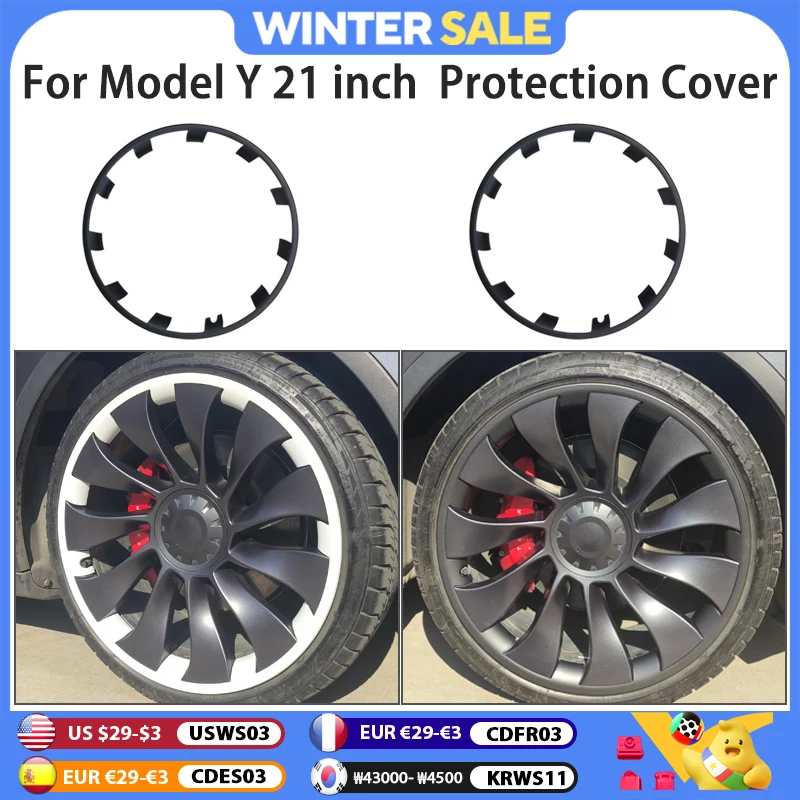 For Tesla Model Y 21 Inch Wheel Hub Rim Protection Patch Protectors Wheel Guard Covers Accessories ABS Auto Exterior 2019-2024