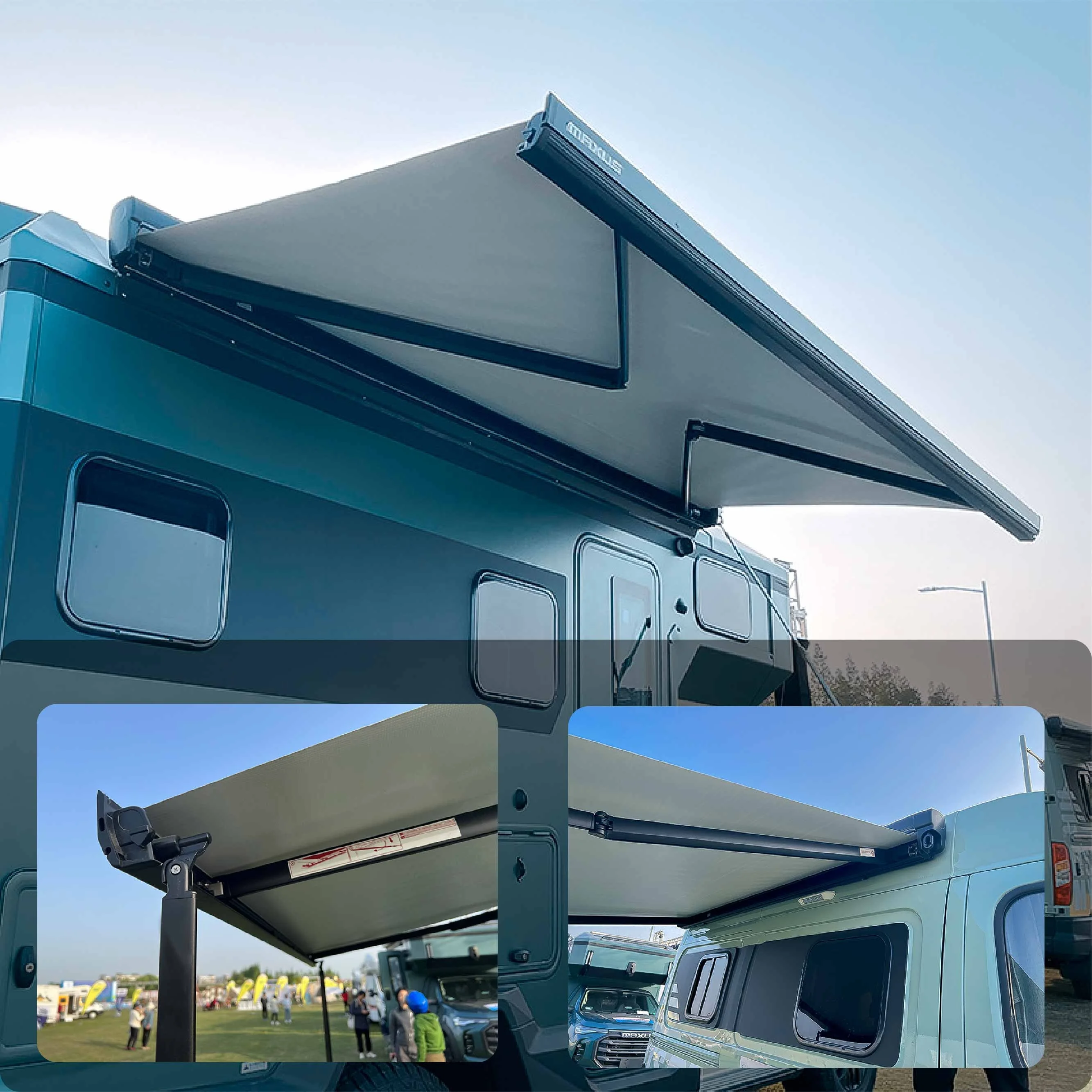 STLF Awnlux 2x1.5M Manual Control Durable Sun Shade RV Caravan Van Camper Motorhome Awning