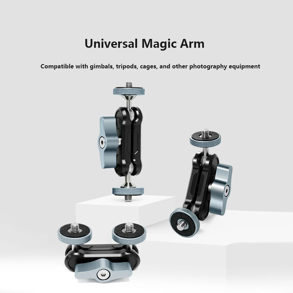 360° Rotation Mini Dual Ball Head Camera Magic Arm with 1/4 Male Screw For Video Light Field Monitor Microphone DSLR Camera Rig