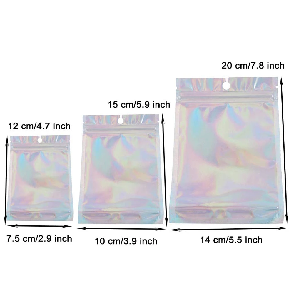 50/100PCS Holographic Laser Lashes Packaging Boxes Resealable  Eyelashes Zip Lock Storage Bags Pouch cosmetic Package Box