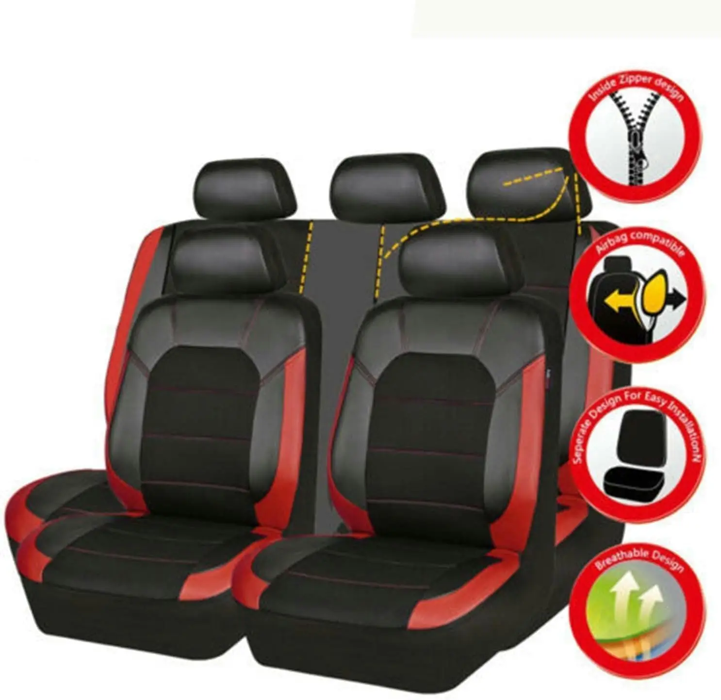 UniversalPolyesterPU LeatherBreathable MeshCarSeatCoversFullSet Protector for Most SUVs Pick-upTrucks car accessories