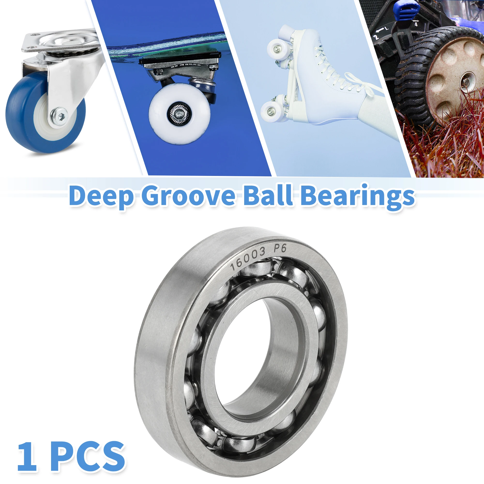 Motoforti 16003 Deep Groove Ball Bearings P6 17x35x8mm Lubricated Bearings Open Type Silver Tone Scooter Skateboard Wheel