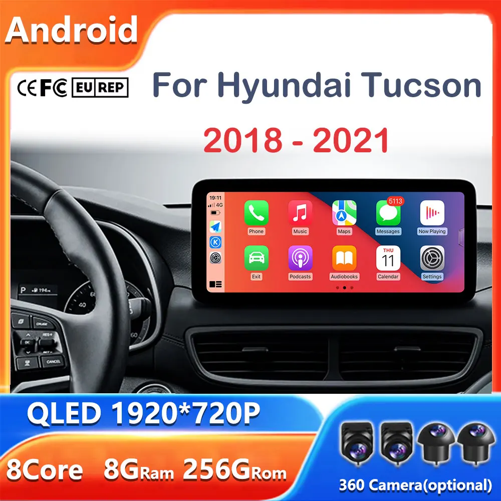 

4G 12.3" For Hyundai Tucson 2018 2019 - 2021 Car Radio Multimedia Video Player Navigation GPS Android No 2din 2 din DSP WIFI