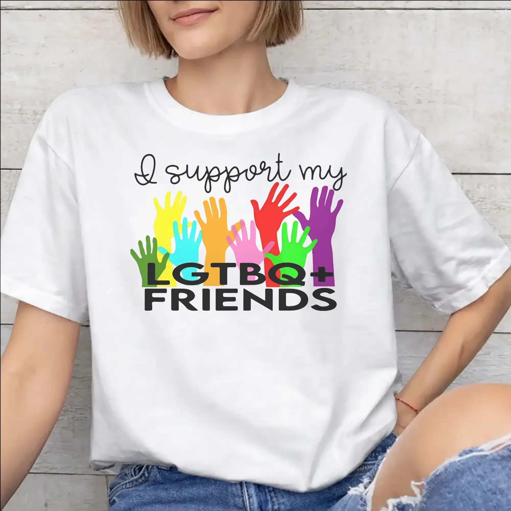 Funny I Support LGBTQ  Tee Shirt for Men Women Graphic Printed T Shirts  Cotton Clothing