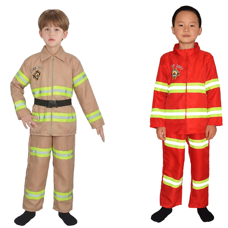 

Children's Firefighter Professional Role-Playing Costume Cosplay Fire Drill Uniform Fire Prevention Performance Clothing