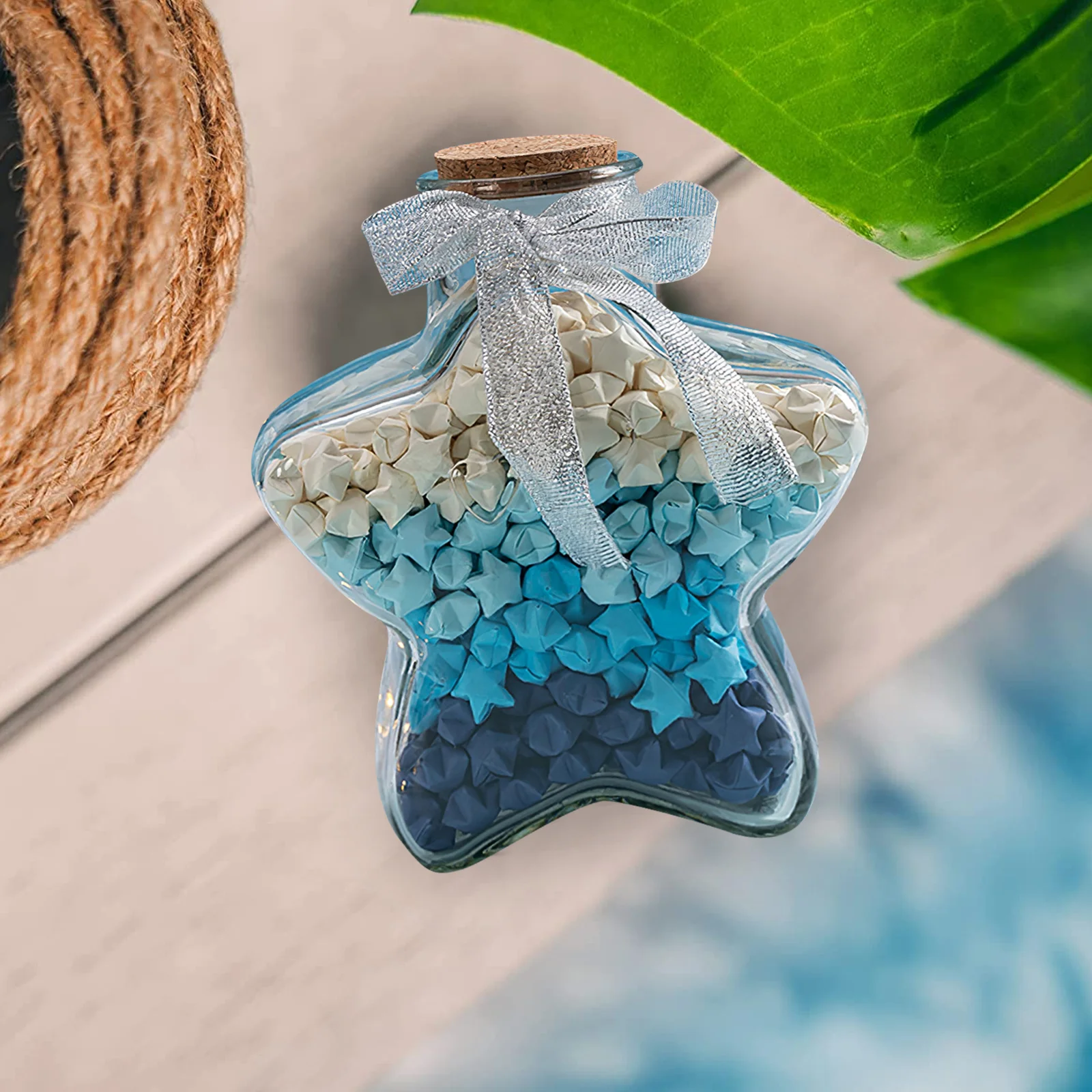 

4Pcs Clear Glass Jars Heart Star Shapes Candy Storage Containers Wishing Drift Craft Jars Small Glass Bottles with Cork