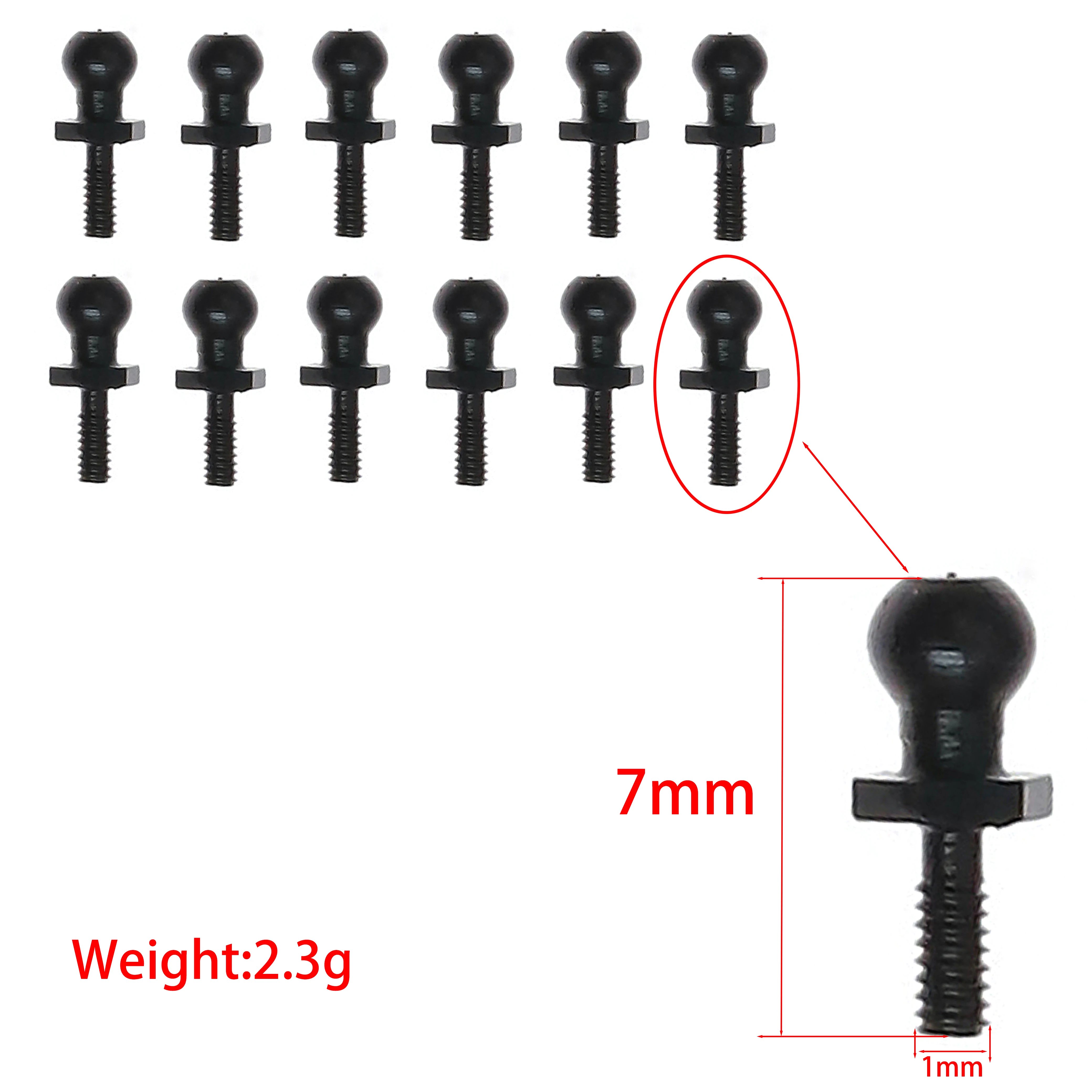 CNC Steel Ball Head Screws for LOSI 1/24 Micro-B & 1/28 Micro-T - Medium Carbon Steel Steering Upgrade Kit (12 pcs)