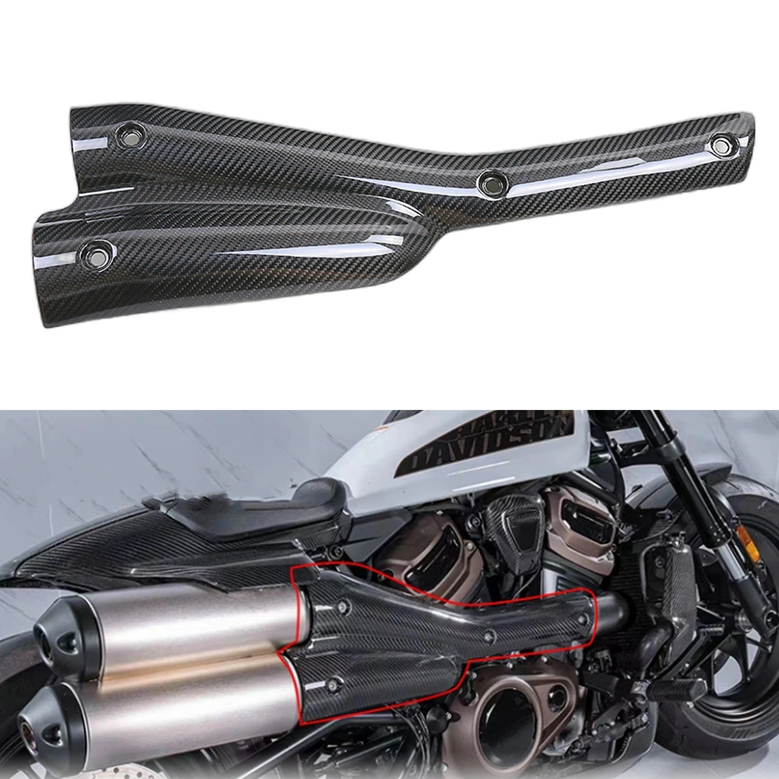 

For Harley Davidson Sportster S 1250 2021-2024 Carbon Fiber Motorcycle Exhaust Cover Guard Muffler Tip Cover