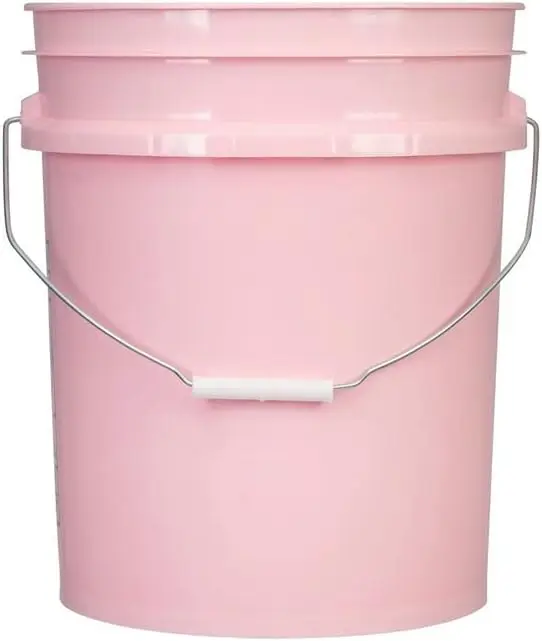 5 Gallon Pink Food Grade Plastic  Bucket with Lid Cover (Pack of 3)   (with White Easy Open Close Lids)