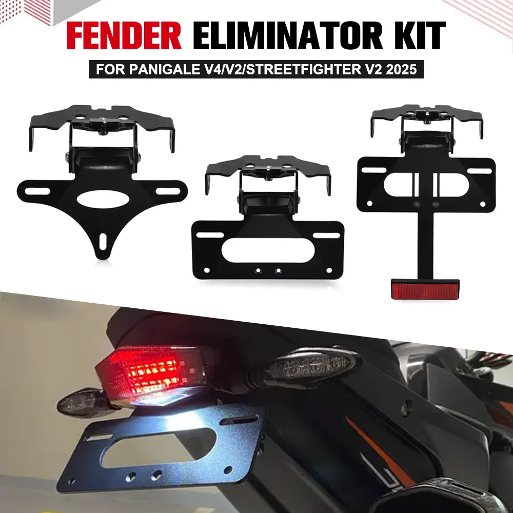 

Motorcycle Rear License Plate Holder Bracket For Ducati Panigale V4/V2/Streetfighter V2 2025 Tail Tidy LED Fender Eliminator kit