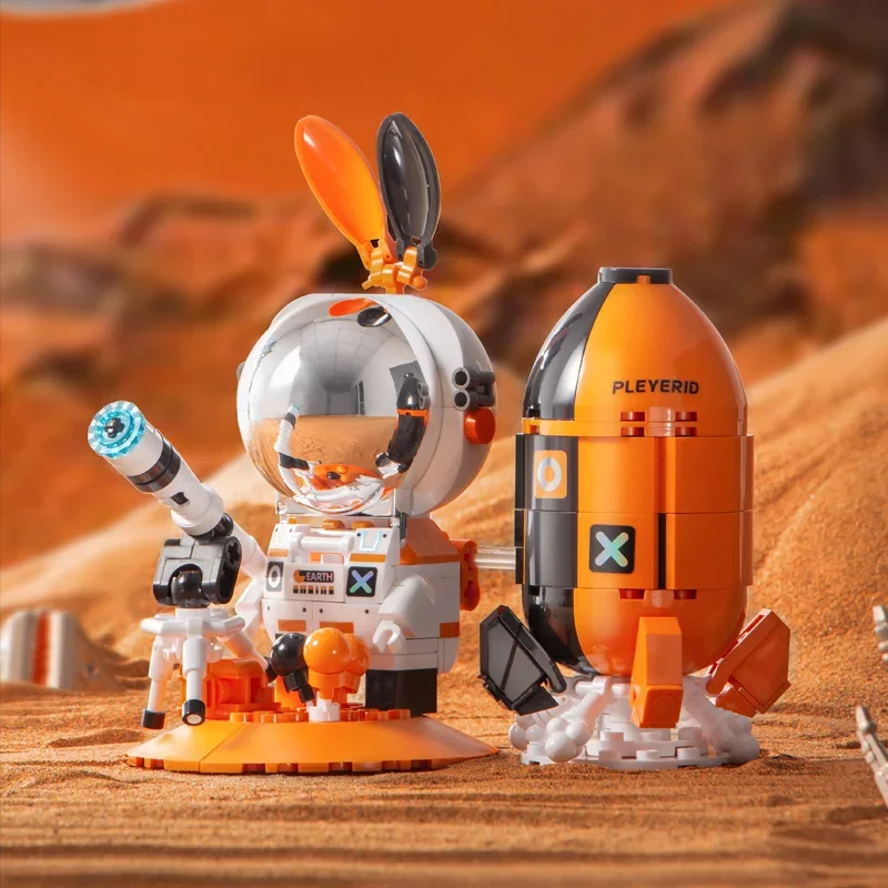 Animation Astronaut Building Blocks Hello Mars Small Particle Assembling Toy Puzzle Trendy Ornaments Desktop Gifts Peripheral