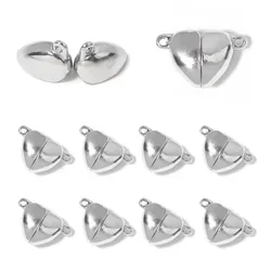 New 5Pairs Love Heart Magnetic Connected Clasps Metal Magnet Charms End Caps For DIY Jewelry Making Couple Bracelet Necklace