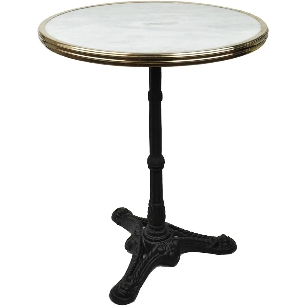 

French Bistro Table 24", White Italian Carrara Marble, by Bonnecaze