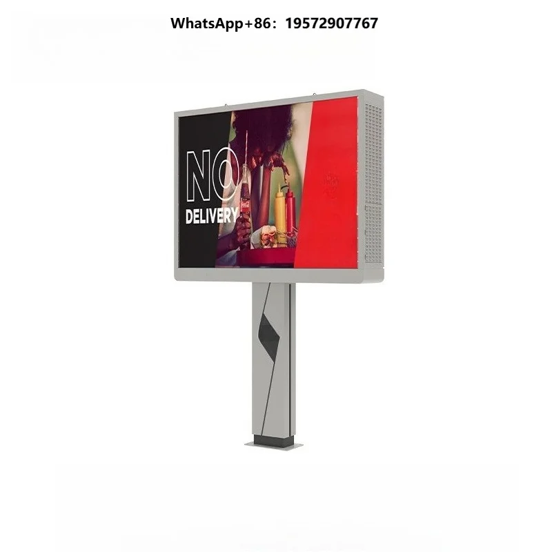 Commercial Outdoor Advertising Billboard Durable Waterproof Steel Structure Ground-Mounted LED Display IP65 Weather
