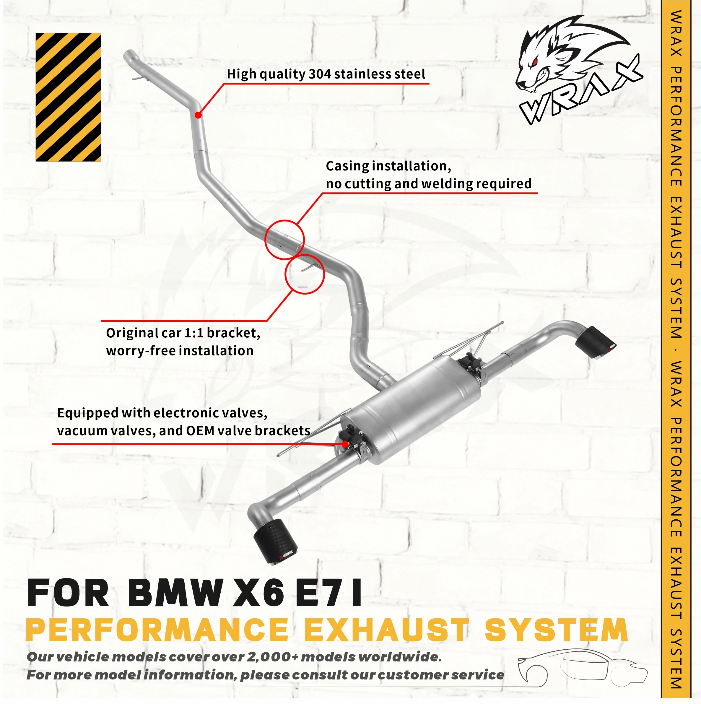 

WRAX SS 304 Catback Exhaust For BMW X6 E71 E72 G06 F96 F86 Valved Sport High Performance System car accessories Upgrade Easy