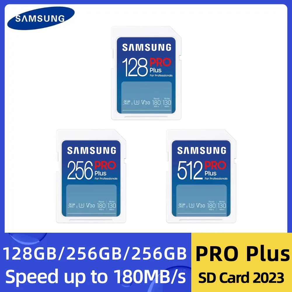 

Samsung Pro Plus SD Card 64GB 128GB 256GB 512GB Class10 U3 V30 High Speed 180MB Digital UHS-I SDXC Memory Camera Card