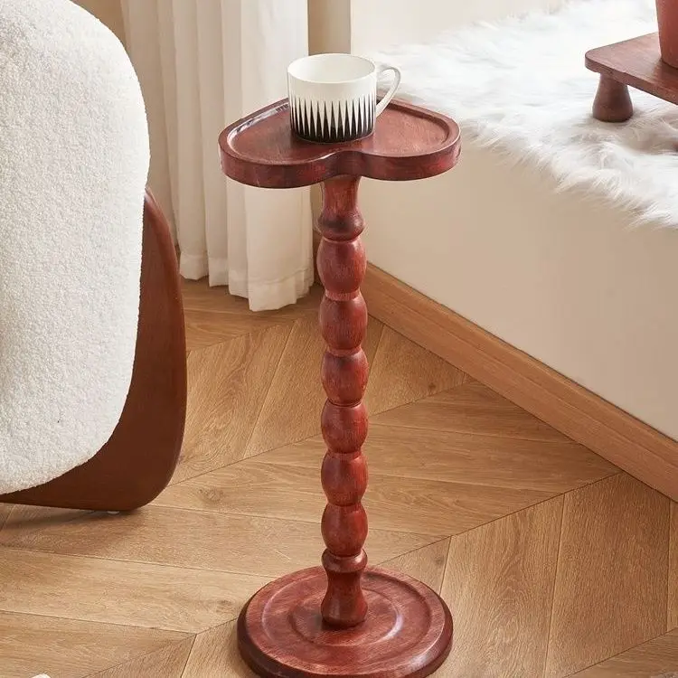 

Solid Wood Retro Corner Table Light Luxury Mini Sofa Table Edge Table Bedside Movable Storage Rack Candle Holder Edge