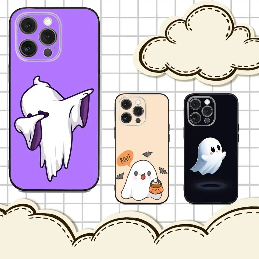 

Halloween Ghost Phone Case For iPhone 16e,16,15,14,13,12,11,Pro,X,XS,Max,XR,Plus,Mini Soft Black Cover