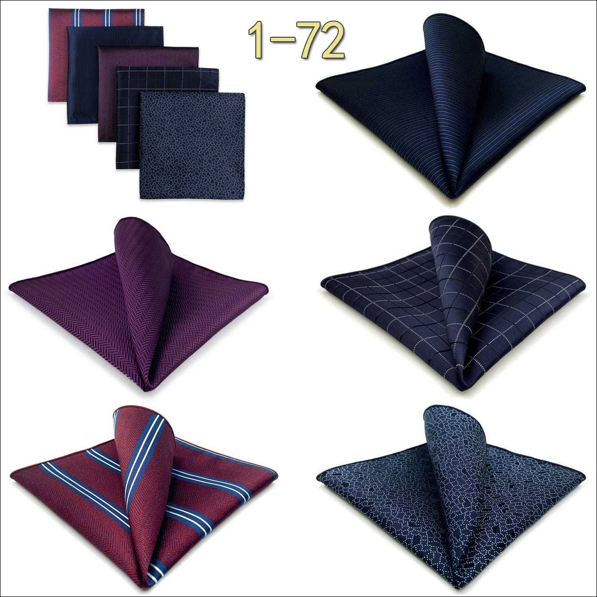 5 Pieces Mens Jacquard Pocket Square Set Multi Styles Handkerchief Suit Pocket Towel Hanky Vintage Business Accessories Gift