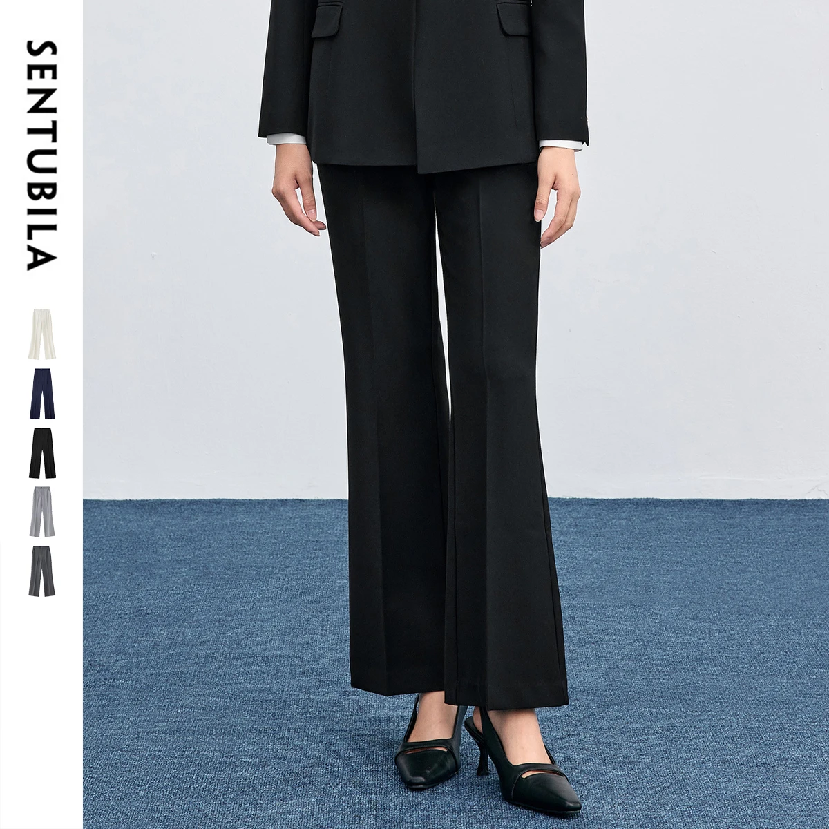 SENTUBILA Women's Flare Suit Pants 2026 Spring New High Waist Office Commuter Slim Trousers 151K59421