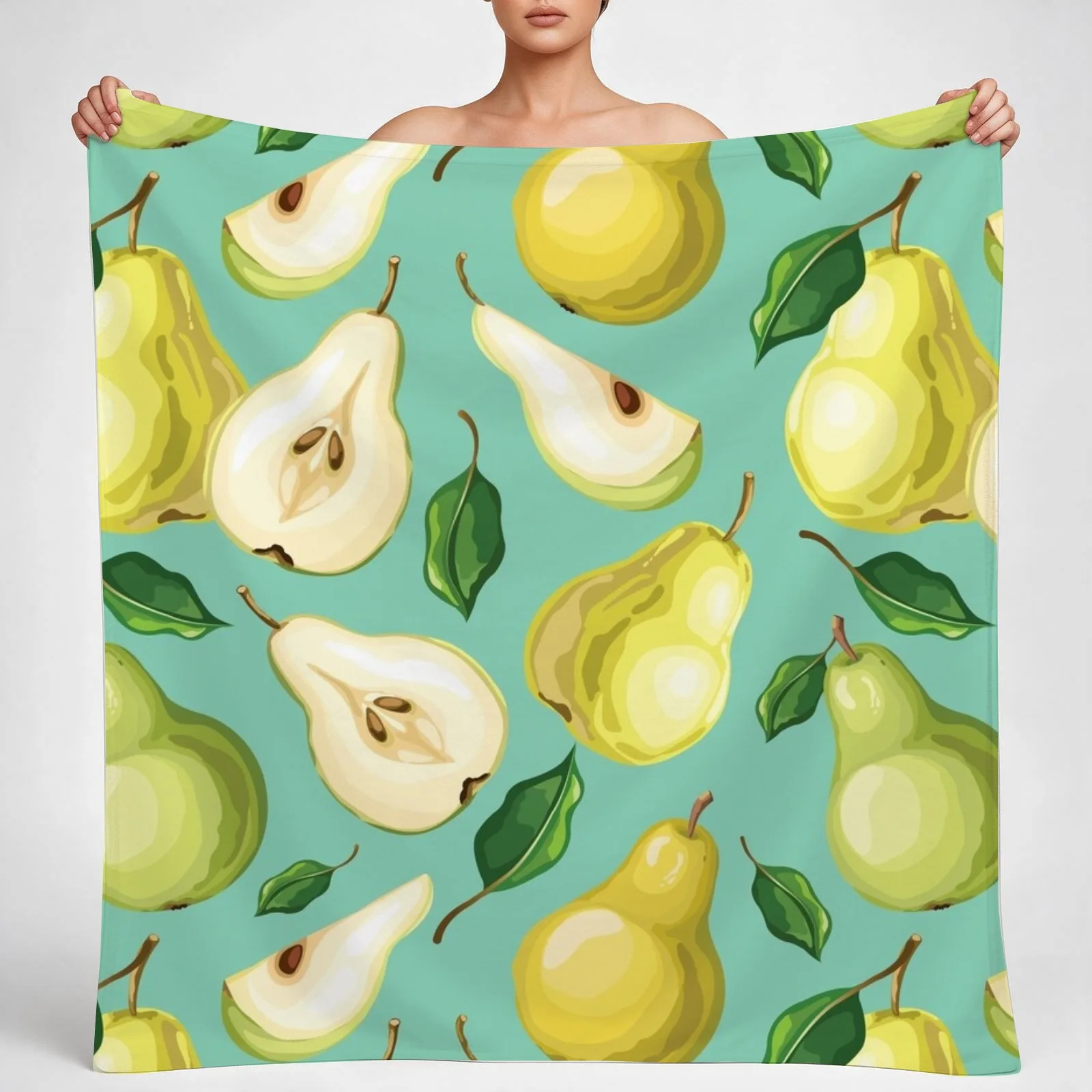 Pears... Fresh, Sweet And Delicious Throw Blanket couch cozy soft plush fuzzy picnic outdoor blanket