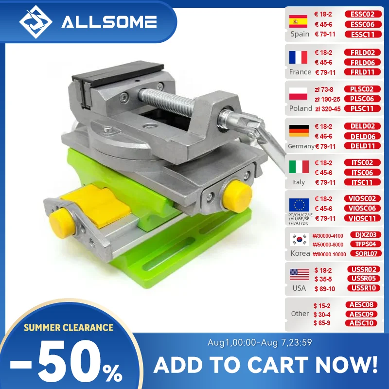 ALLSOME 2 in 1 Milling Drilling Precision Vise Swivel Base Table Aluminium Alloy Compound Worktable