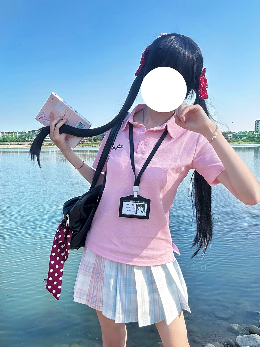 

Original irt Embroidered Basic ort Sve T-irt Women's Summer School orm Sle Cinched Waist Top Polyester