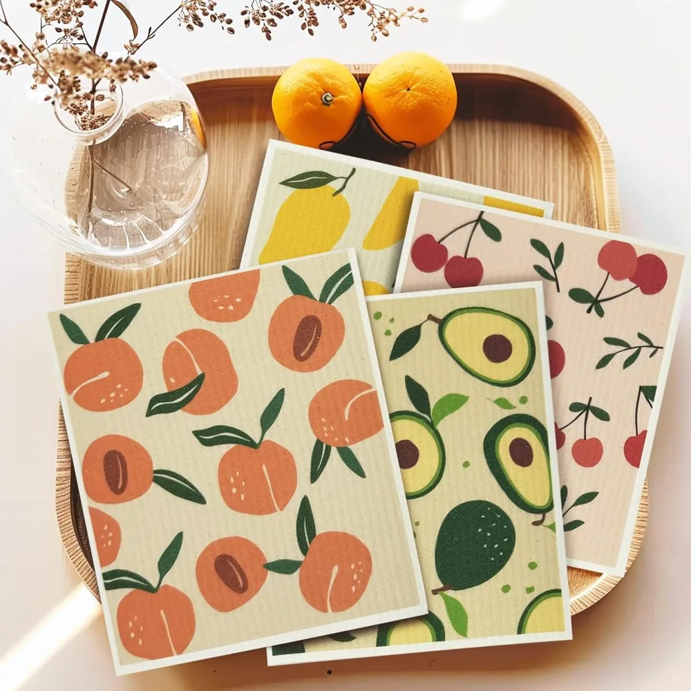High Quality Reusable Cellulose Sponge Cloth Printing Durable Swedish Dishcloths Colorful Ultra Absorbent Dish Towels