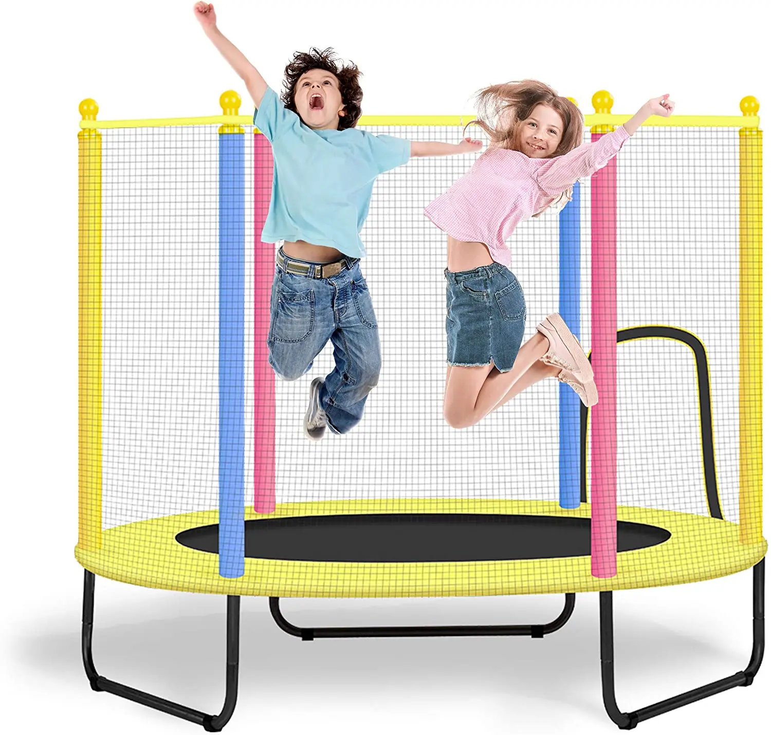 

Large Foldable Mini Trampoline for Kids with Enclosure Net 55in-Load 450lbs