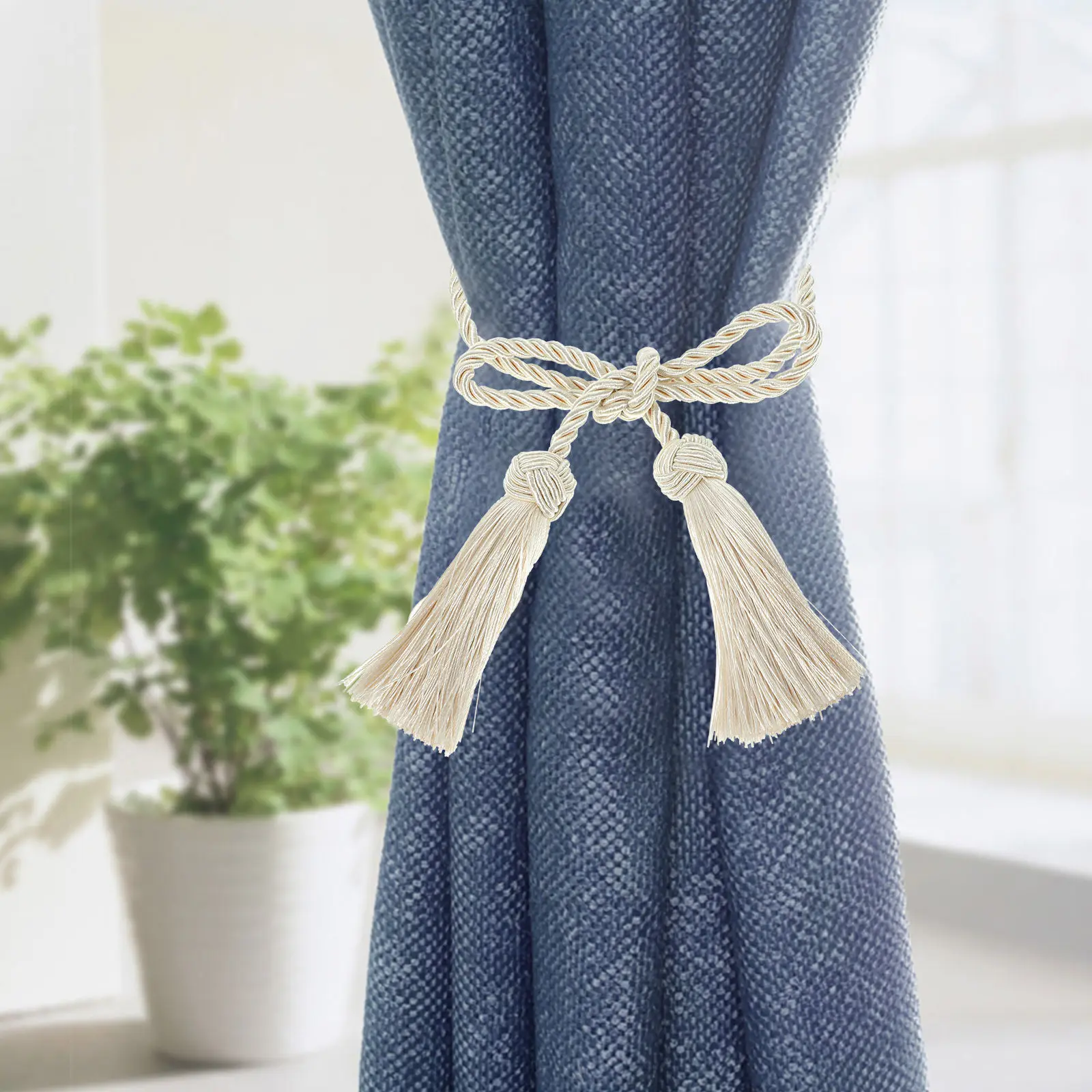 1Pair Soft Cotton Rope Curtain Tiebacks Elegant Decor Curtain Holdbacks for Living Room Bedroom Dining Room Bathroom Home