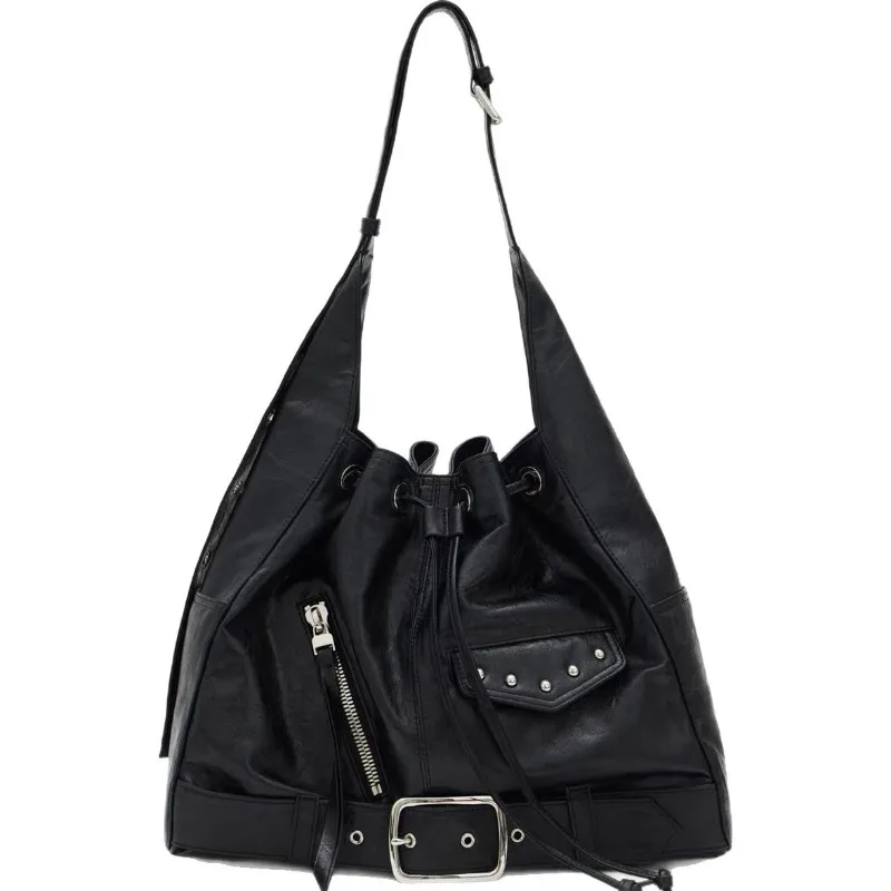 bolso-tipo-cubo-de-un-solo-hombro-con-decoracion-de-hebilla-de-cuero-pu-suave-bolso-de-viaje-con-remaches-para-chica-caliente-y2k-bolso-de-motocicleta-para-mujer