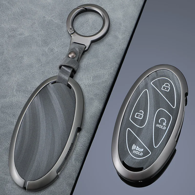 Alloy+Leather Car Key Case Key Cover Shell Fob Holder for New Kona SX2 for Hyundai IONIQ 6 New Grand Prix GN7 Car Accessories