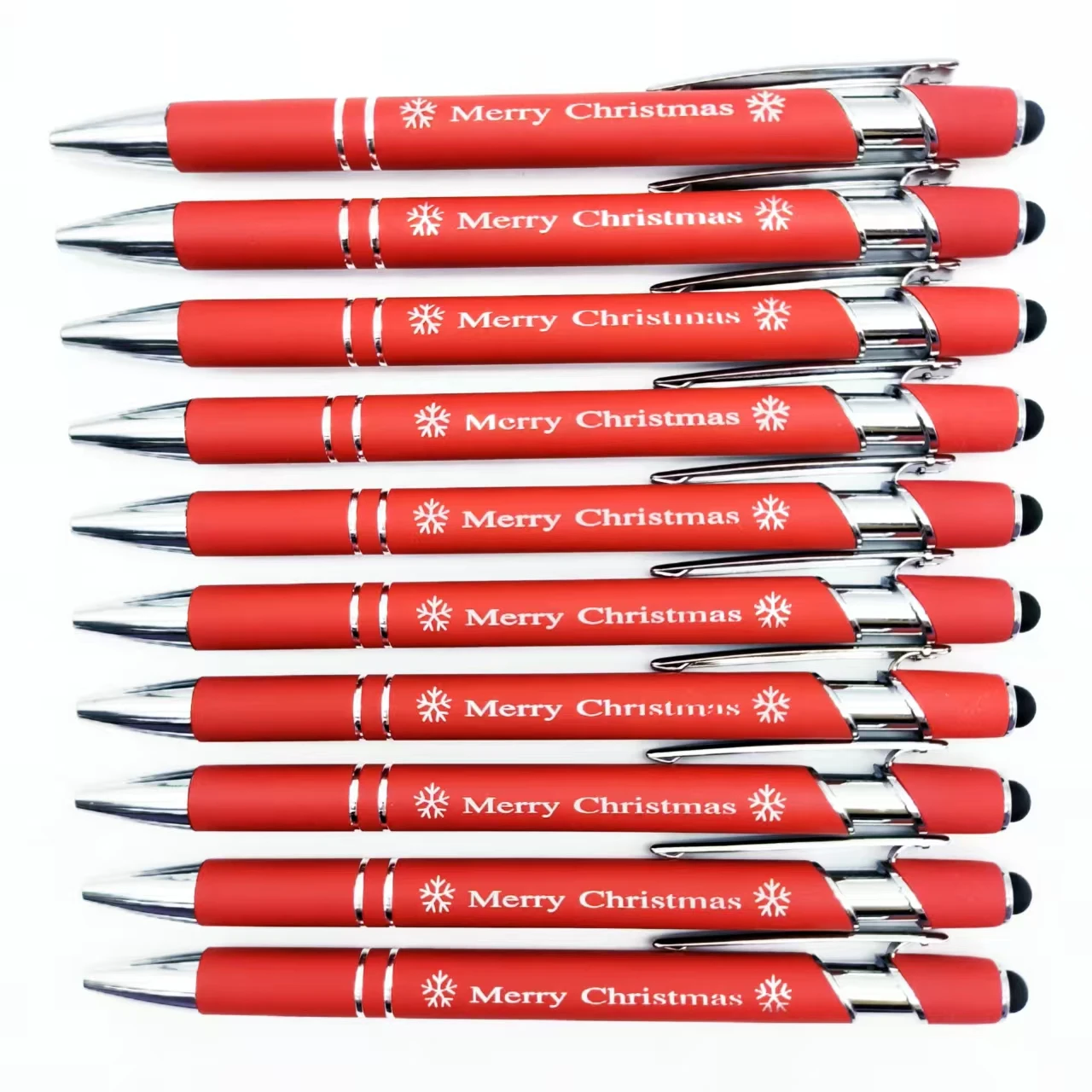 

11/22 шт., красная серия, металлическая ручка для гравировки, шариковая ручка с рождественскими фразами, сенсорная металлическая шариковая ручка с Рождеством