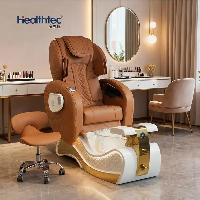 Electric Beauty Salon Furniture Luxury High Level Pedicure Chairs Full Body Massage With Foot Spa Bowl