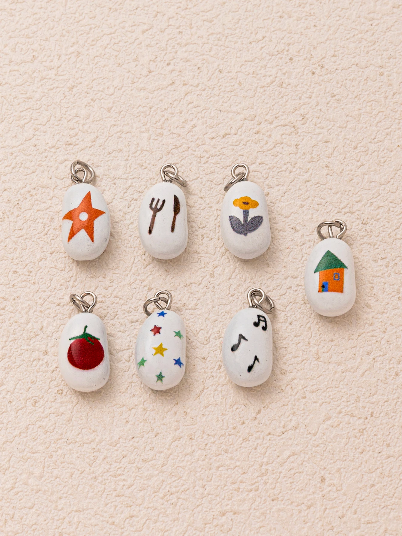 Modisches und beliebtes Dopamin-Messer- und Gabel-Tomatenhaus-Charm-Set für DIY-Anhänger und Schmuckherstellung – Detail 3