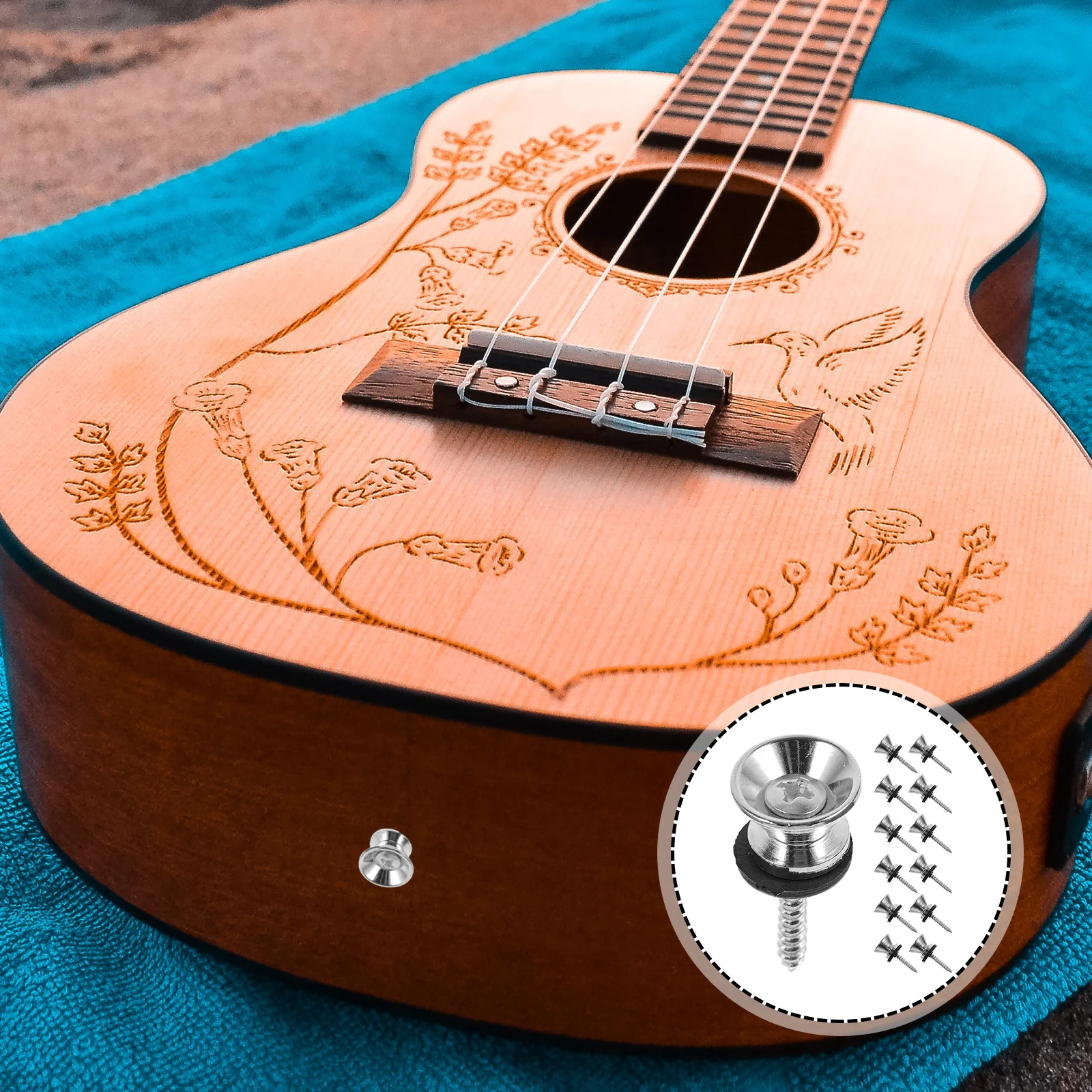 

20Sets Guitar End Pins Tail Buckles Metal Strap Buttons Durable Fixing Non-Slip Tail Nail for Acoustic Electric Bass Guitar