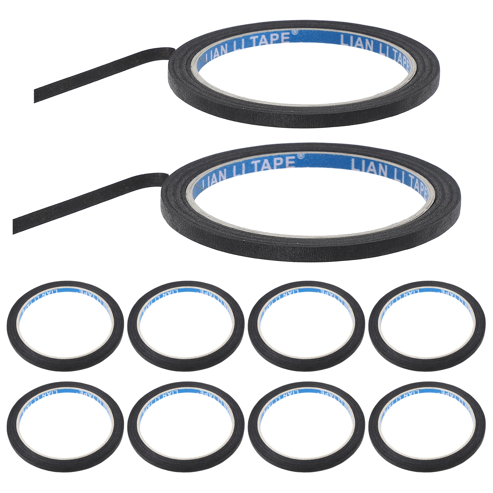 

10 Rolls Black Masking Tape Paint Paper Strong Adhesive Automotive Furniture Electronics High Temperature Reliable Versatile