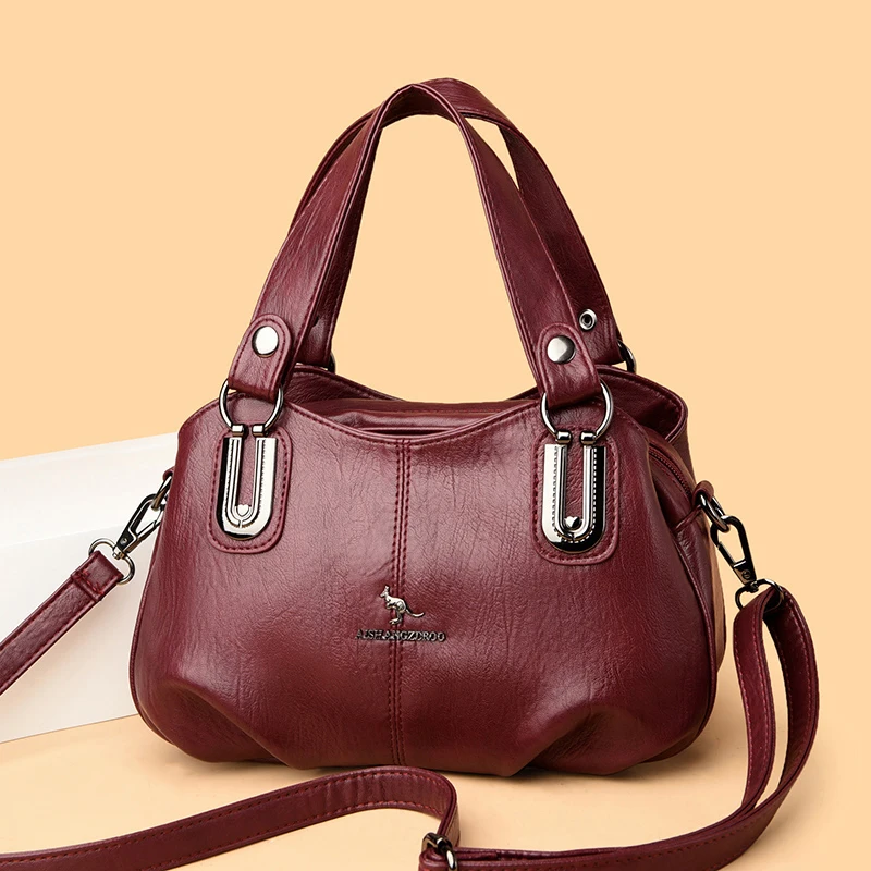 New High Quality Soft Leather Women\'s Tote Bag Trendy Designer Girl Crossbody Bolsas Leisure Fashion Girl\'s Shopping Bags Wallet