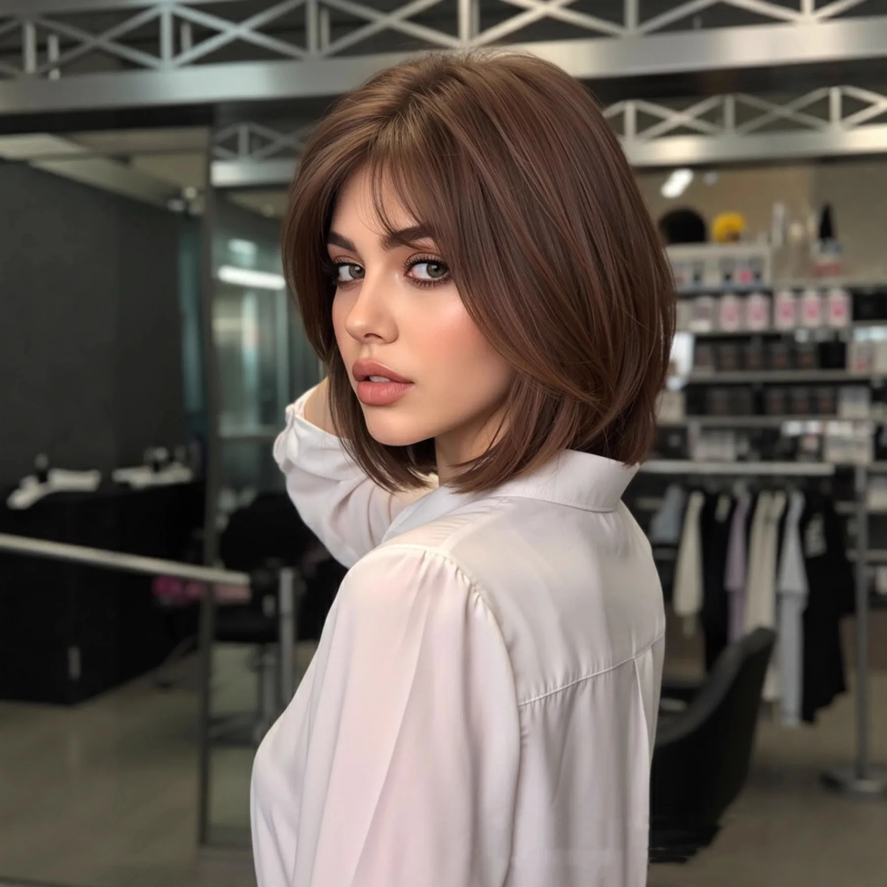 EASIHAIR Side Part Straight Synthetic Wigs for Women Short Dark Brown Bob Wigs Natural Hair Wigs Daily Lolita Heat Resistant