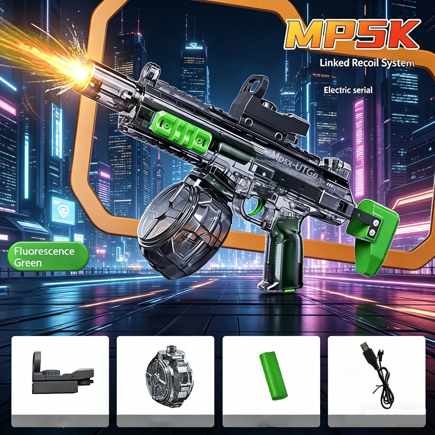 

New MP5K Simulation Fire Electric Water Guns for Large Capacity Automatic Continuous Water Gun Adults Summer Outdoor Toys