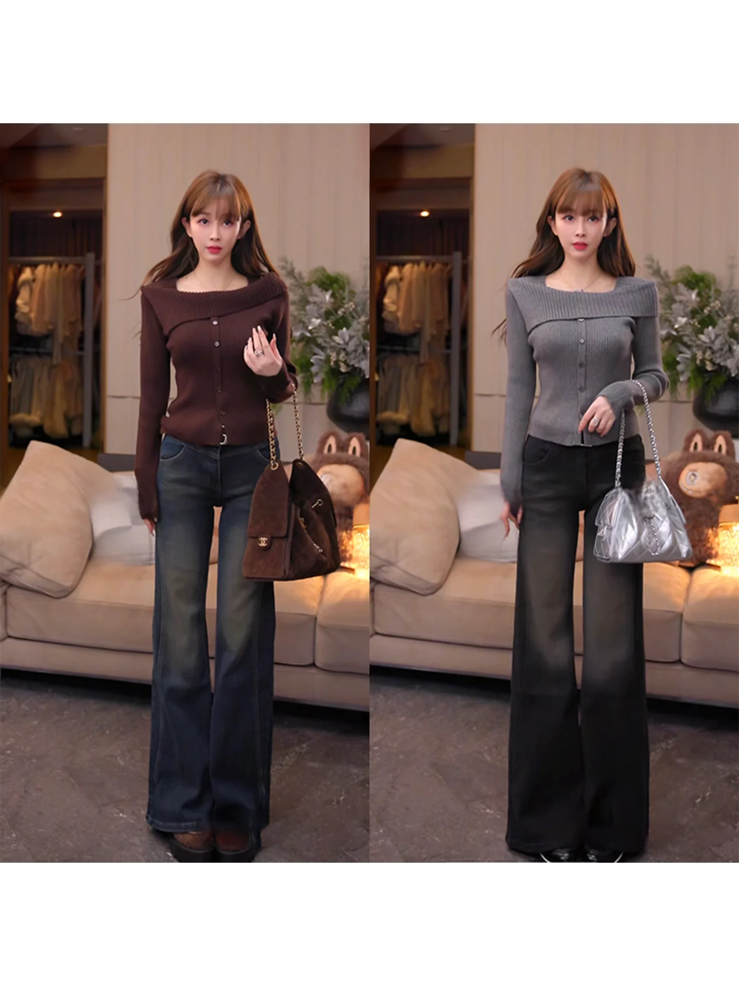 

Mimius мягкий шерстяной вязаный свитер на одно плечо, облегающий базовый слой, женский зимний длинный свитер с застежкой на пуговицы