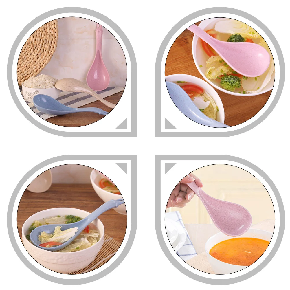 

4 шт., ложка для супа с длинной ручкой, деревянная кухонная утварь для дома, ресторана, каши, рисовая ложка, ложки для еды, перемешивание, смешивание