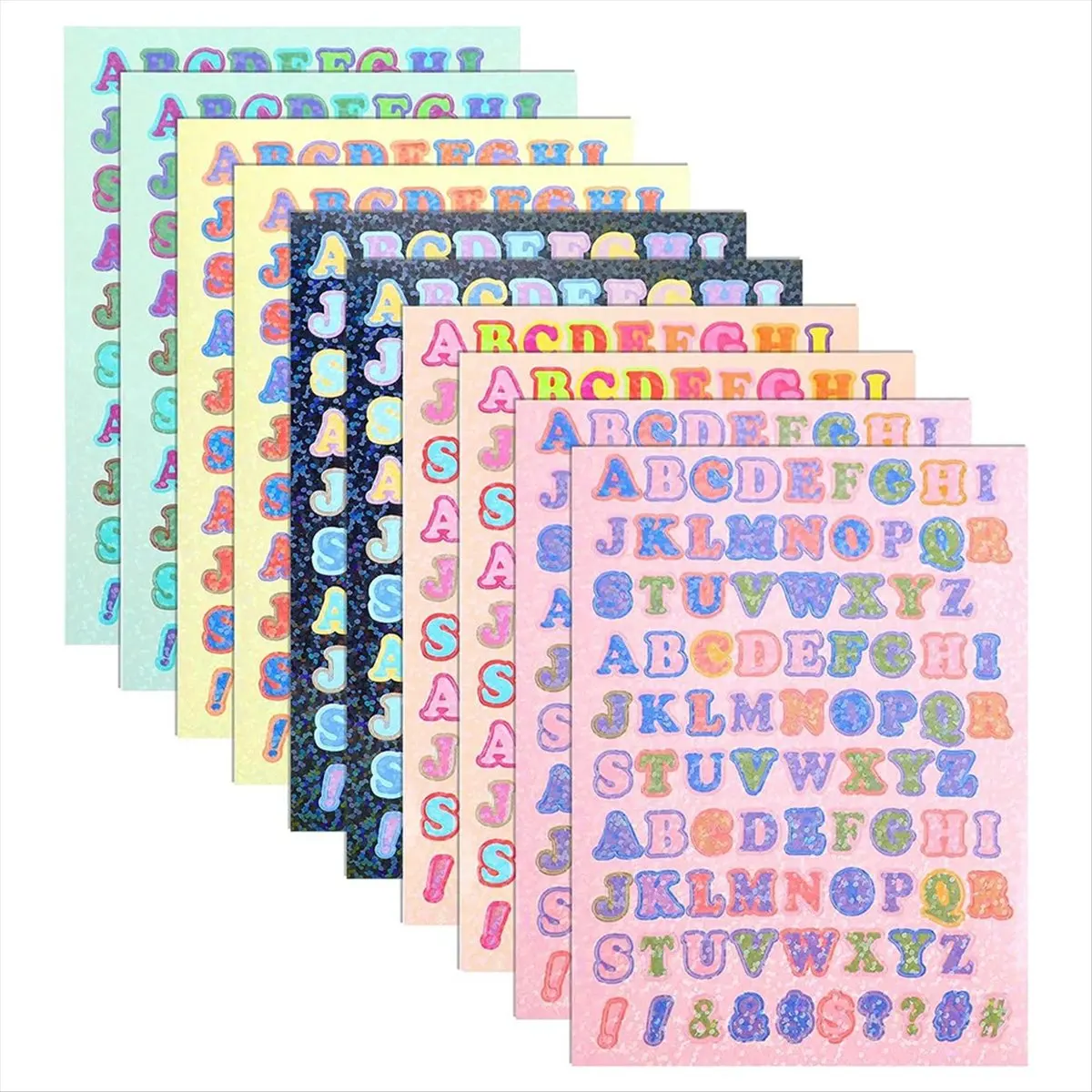AABFK 880 Pieces 10 Sheets Colorful Letter Stickers Self Adhesive Alphabet Letter Stickers for DIY Scrapbooking Gifts