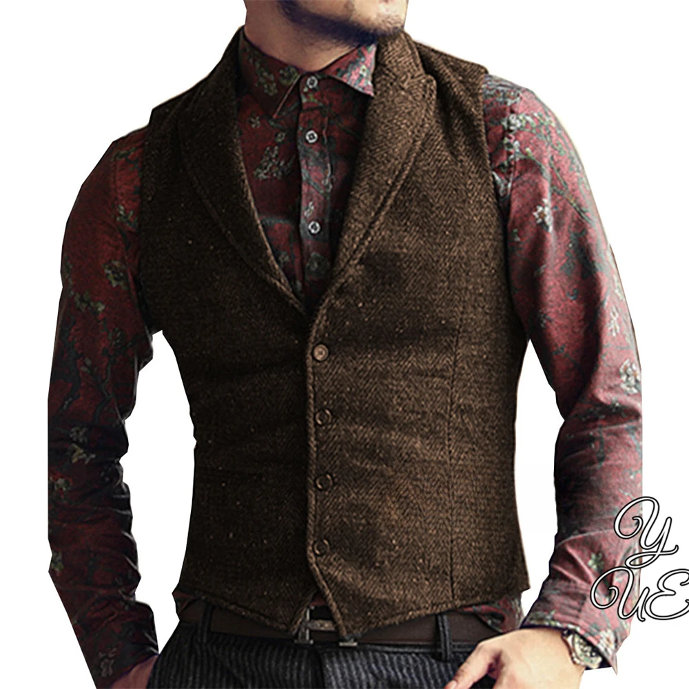 

Men's Casual Trend Versatile Solid Color Personality Simple Classic Suit Vest Business Gap Lapel Wool Groom's Wedding Vest