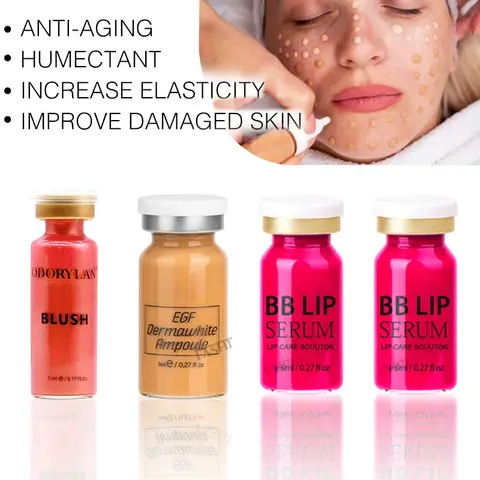 4pcs/Kit 한국 BB 크림 글로우 앰플 페이셜 리페어 히알루론산 모이스춰라이징 피부 회춘 영구 BB 립 스킨케어