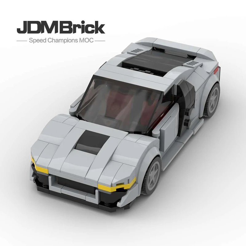 MOC-39070 Creative Car Model Building Block Set Light Grey Speed 8 Grid Sports Car puzzle assembly children's toy gift